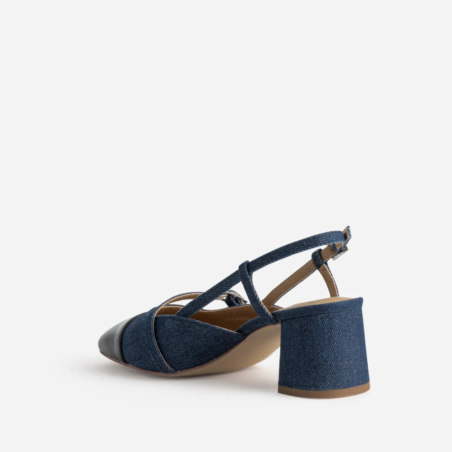 Eram Escarpins^Escarpin slingback denim brut et bout noir BLEU
