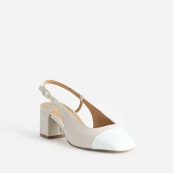 Eram Escarpins^Escarpin slingback écru et blanc verni BEIGE