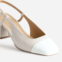 Eram Escarpins^Escarpin slingback écru et blanc verni BEIGE