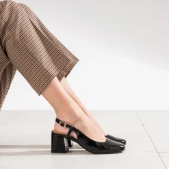 Eram Escarpins^Escarpin slingback verni à bouts rapportés NOIR