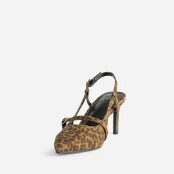 Eram Escarpins^Escarpin slingback TEXTO suédé effet léopard MARRON