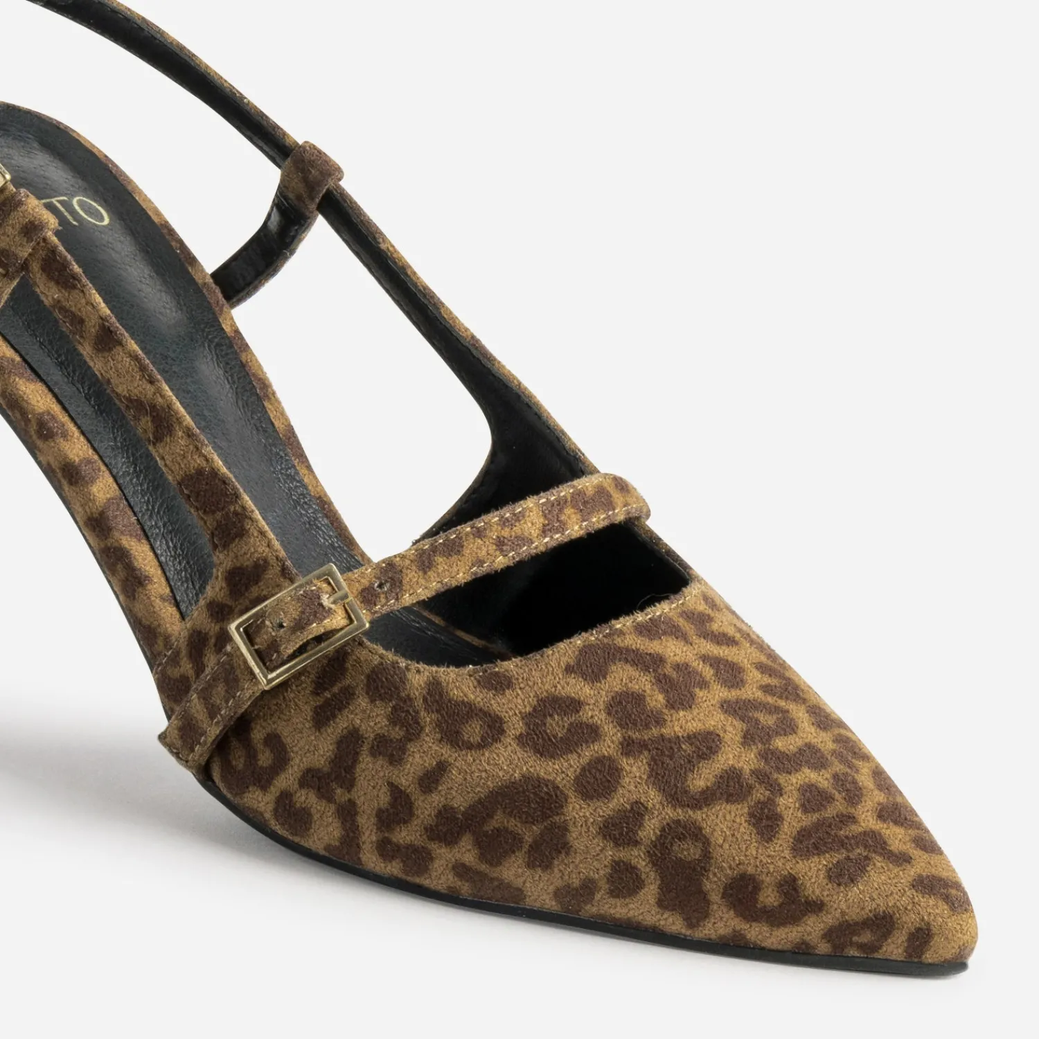 Eram Escarpins^Escarpin slingback TEXTO suédé effet léopard MARRON