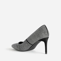 Texto Escarpins^Escarpin stiletto noir décor strass ARGENT