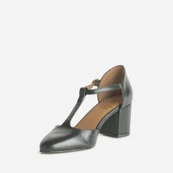 Eram Escarpins^Escarpin-salomé éco-conçu en cuir NOIR