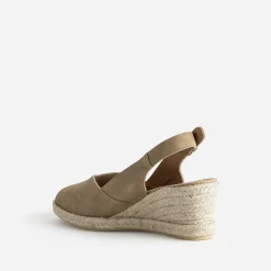 Eram Sandales^Espadrille compensée cuir velours éco-conçu BEIGE