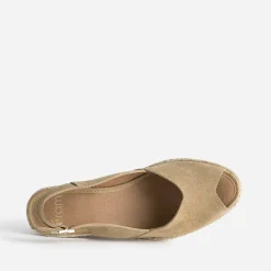 Eram Sandales^Espadrille compensée cuir velours éco-conçu BEIGE