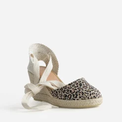 Eram Sandales^Espadrille compensée beige motif léopard MARRON
