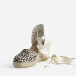Eram Sandales^Espadrille compensée beige motif léopard MARRON