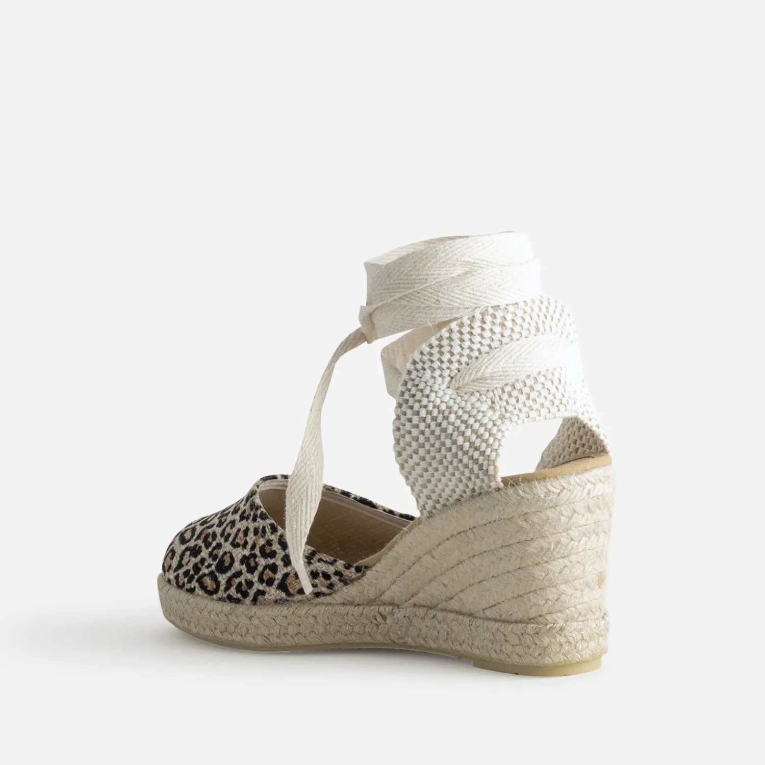 Eram Sandales^Espadrille compensée beige motif léopard MARRON