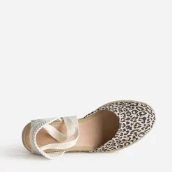 Eram Sandales^Espadrille compensée beige motif léopard MARRON