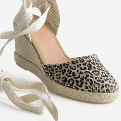 Eram Sandales^Espadrille compensée beige motif léopard MARRON