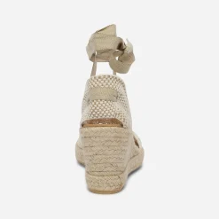 Eram Sandales^Espadrille compensée écrue façon crochet BLANC