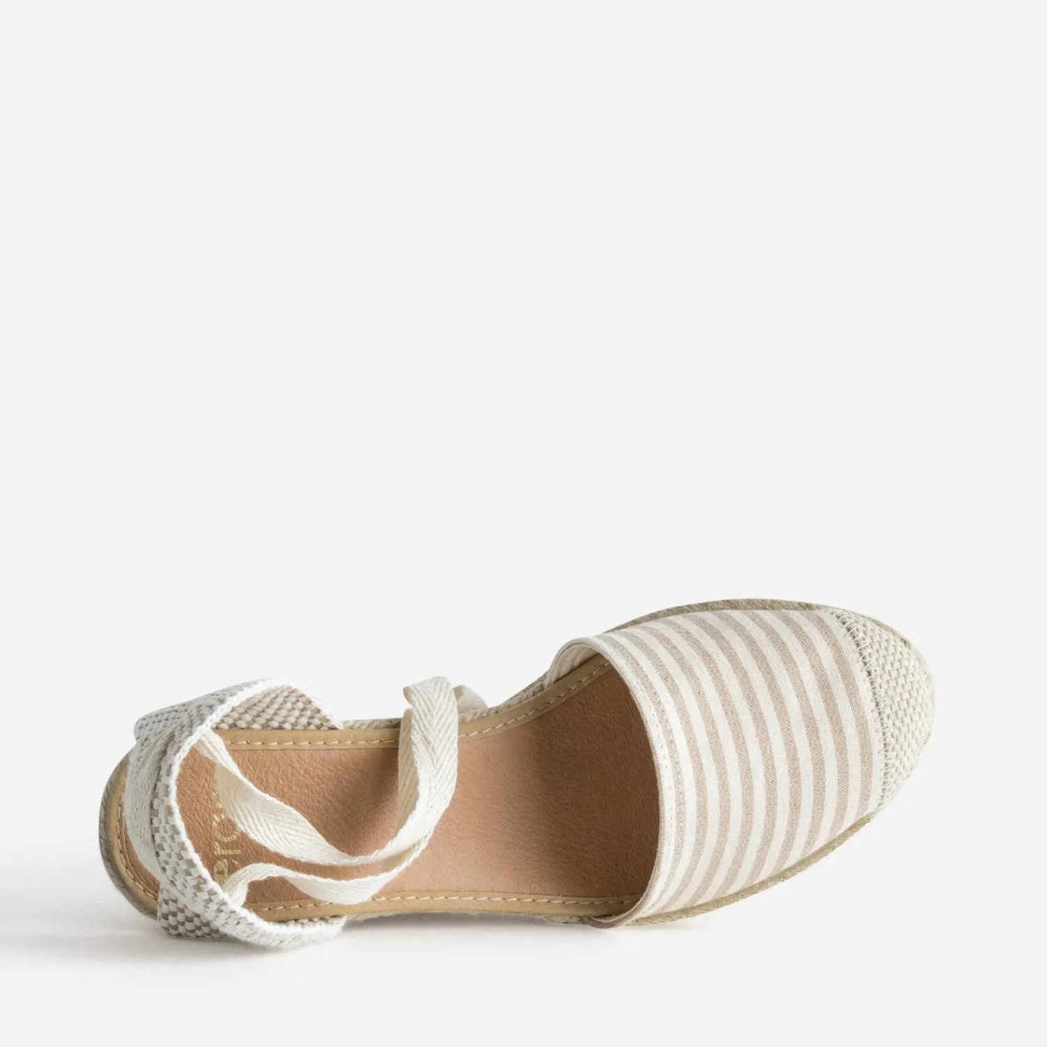 Eram Sandales^Espadrille compensée écrue toile rayée TAUPE