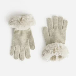 Eram Gants & Parapluie^Gants beige tricot détail fourré ECRU