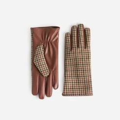 Eram Gants & Parapluie^Gants cognac bi-matière à motif pied-de-poule MULTICOLORE