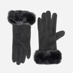 Eram Gants & Parapluie^Gants s avec bords imitation fourrure NOIR