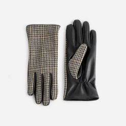 Eram Gants & Parapluie^Gants s bi-matière à motif pied-de-poule NOIR