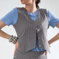 Texto T-Shirts^Gilet de costume rayures tennis GRIS