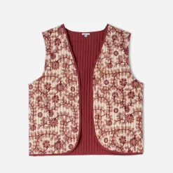 Texto Vestes & Gilets^Gilet réversible rouge motif fleurs indiennes BEIGE