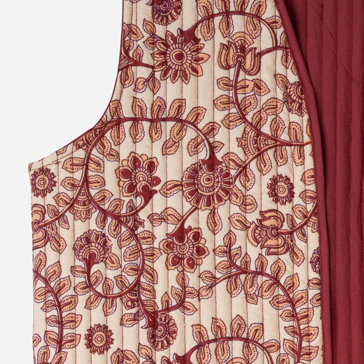Texto Vestes & Gilets^Gilet réversible rouge motif fleurs indiennes BEIGE