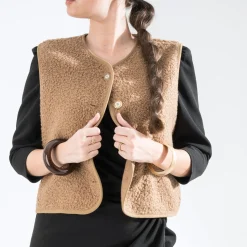 Texto Vestes & Gilets^Gilet camel sans manches MARRON