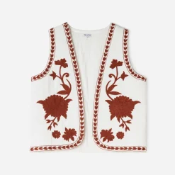 Texto Vestes & Gilets^Gilet écru maxi broderies BEIGE