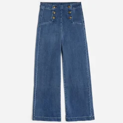 Texto Pantalons & Jeans^Jean denim à pont BLEU