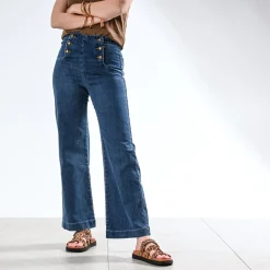 Texto Pantalons & Jeans^Jean denim à pont BLEU