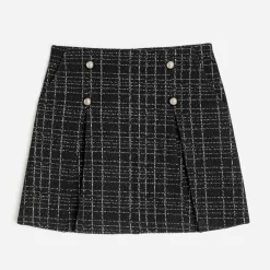 Texto Jupes^Jupe courte à pont e façon tweed NOIR