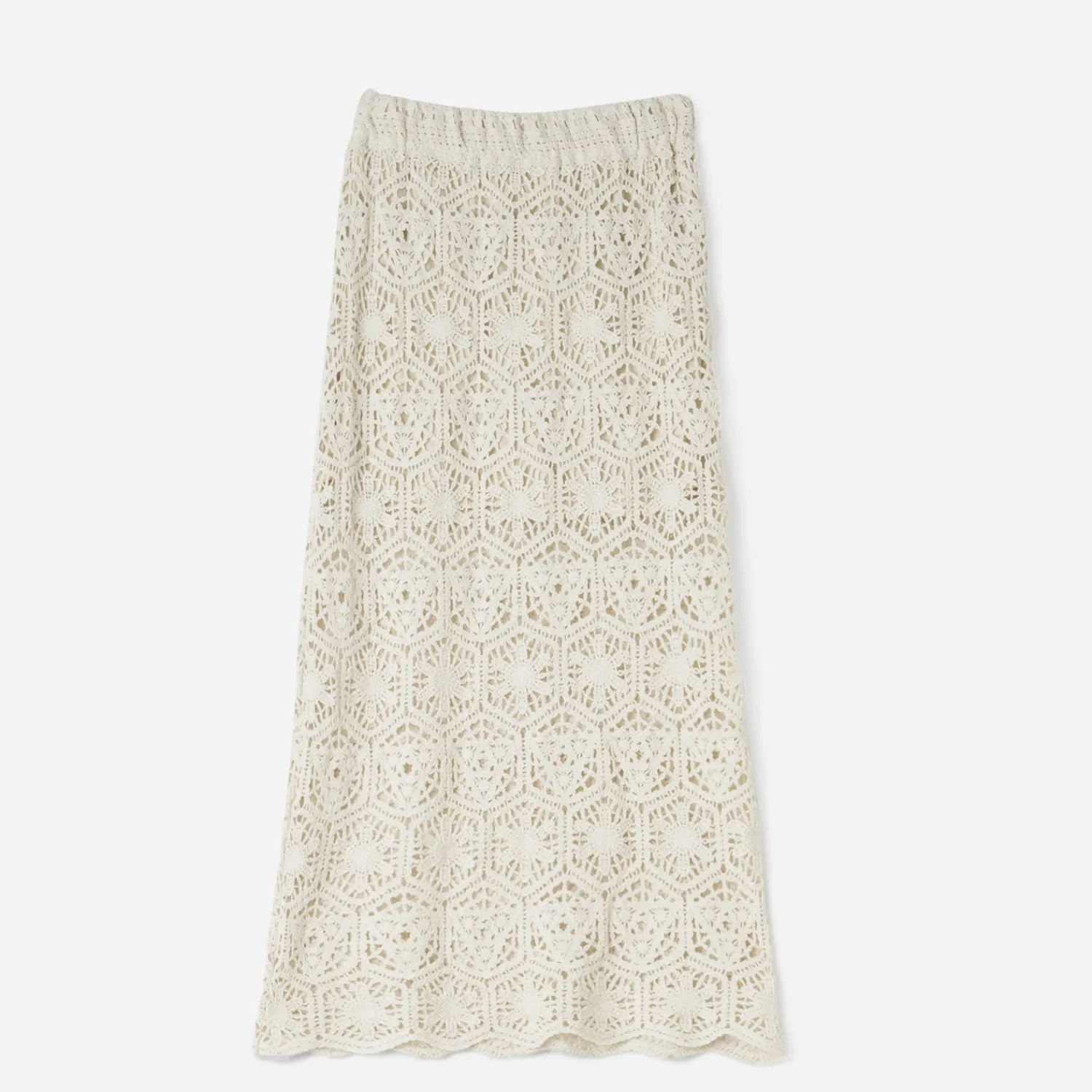 Texto Jupes^Jupe longue écrue dentelle façon crochet ECRU
