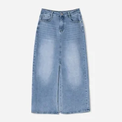 Texto Jupes^Jupe longue en jean BLEU