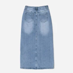 Texto Jupes^Jupe longue en jean BLEU