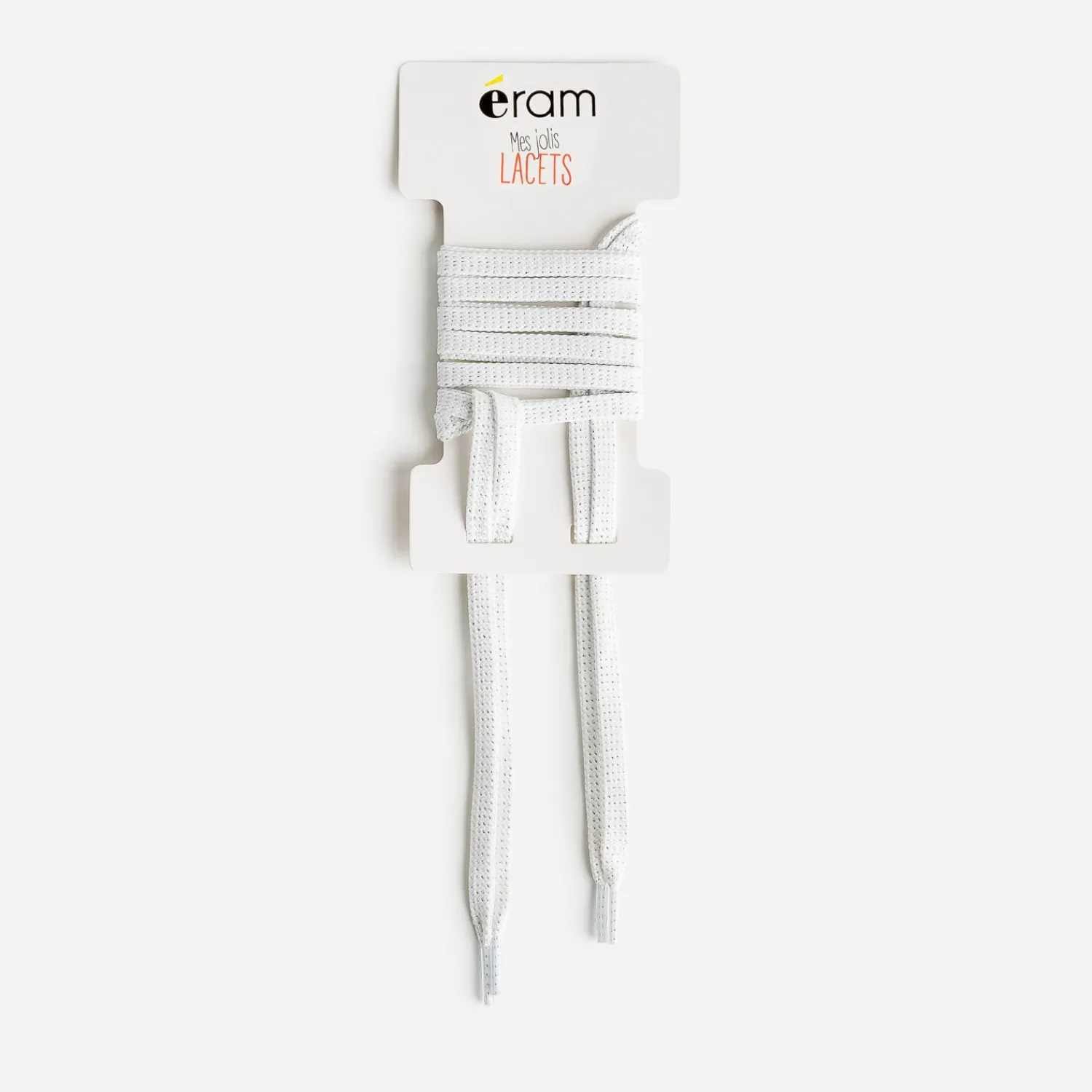 Eram Lacets|Lacets^Lacets plats s pailletés argent BLANC