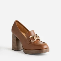 Eram Escarpins^Mocassin à talon éco-conçu avec maxi chaîne CAMEL