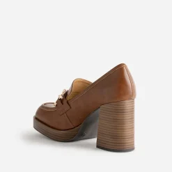 Eram Escarpins^Mocassin à talon éco-conçu avec maxi chaîne CAMEL