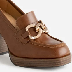 Eram Escarpins^Mocassin à talon éco-conçu avec maxi chaîne CAMEL