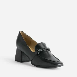 Caprice Escarpins^Mocassin à talon en cuir NOIR