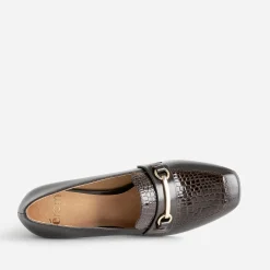 Eram Escarpins^Mocassin à talon verni MARRON