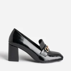 Eram Escarpins^Mocassin à talon verni NOIR
