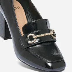 Eram Escarpins^Mocassin à talon verni NOIR