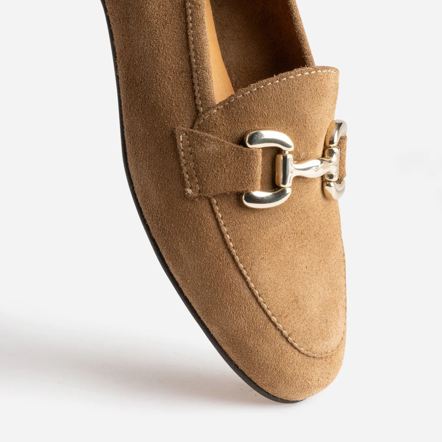 Eram Mocassins/Slippers^Mocassin beige foncé en cuir velours MARRON