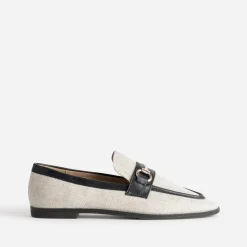 Eram Mocassins/Slippers^Mocassin bi-matière lin et noir BEIGE