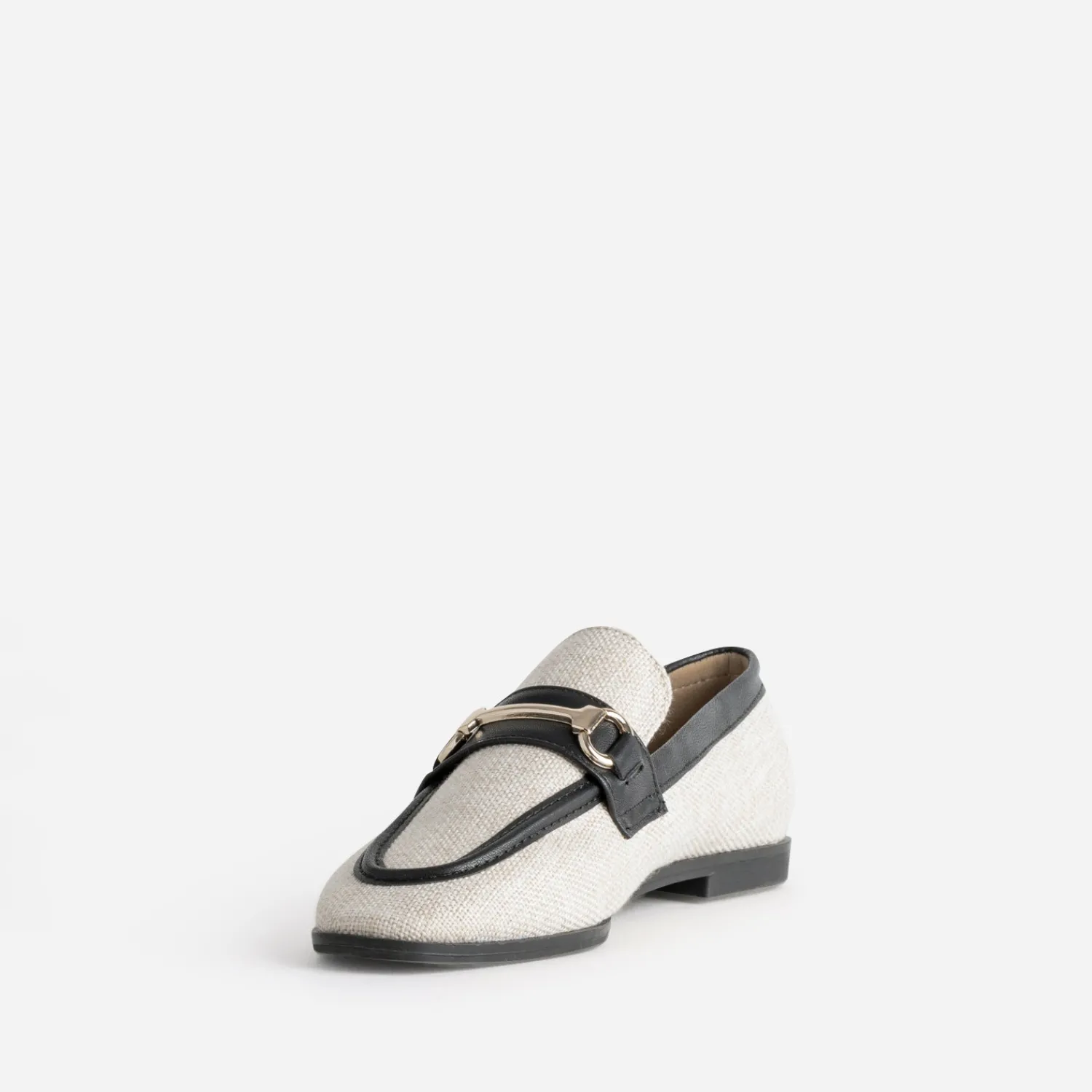 Eram Mocassins/Slippers^Mocassin bi-matière lin et noir BEIGE