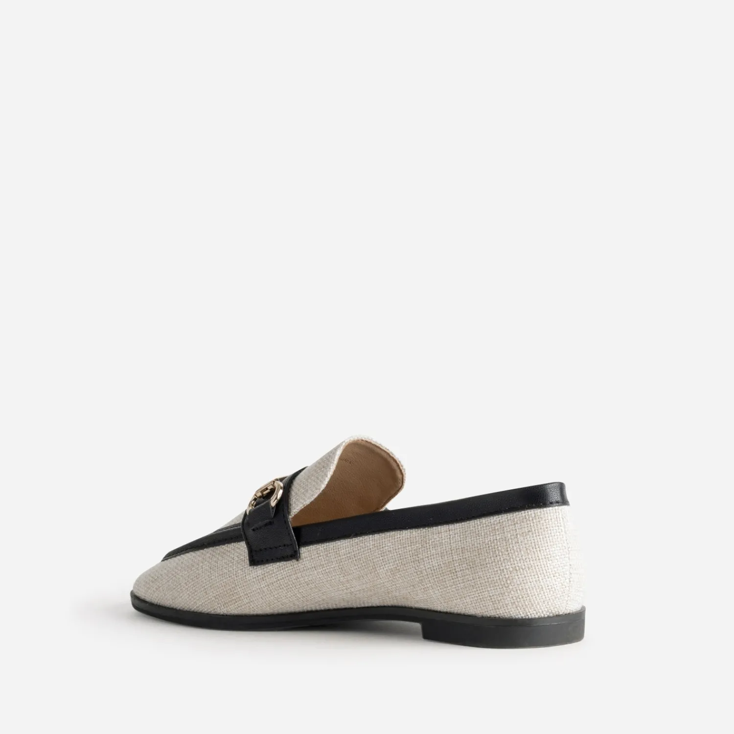 Eram Mocassins/Slippers^Mocassin bi-matière lin et noir BEIGE