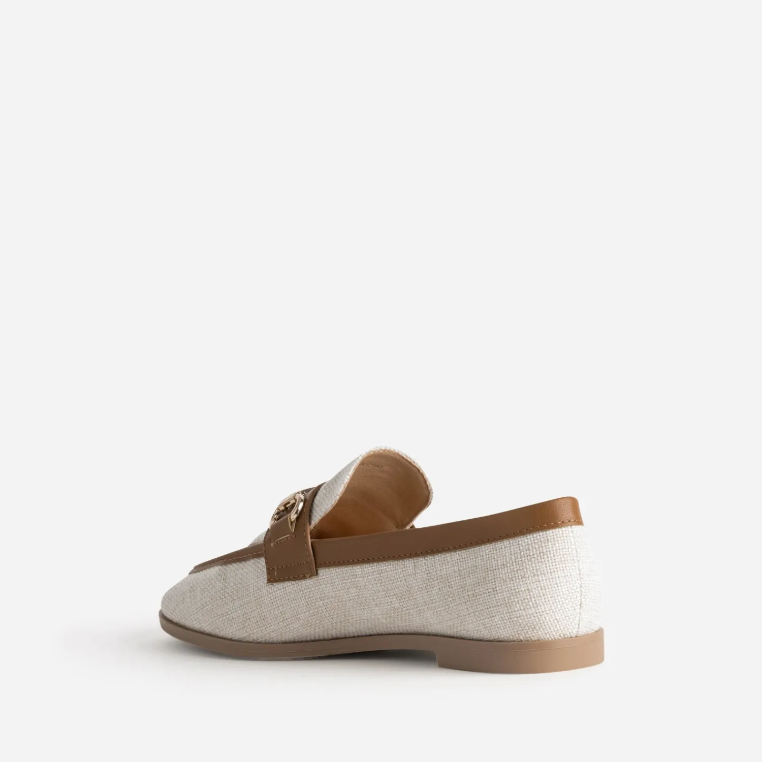 Eram Mocassins/Slippers^Mocassin bi-matière beige lin et COGNAC