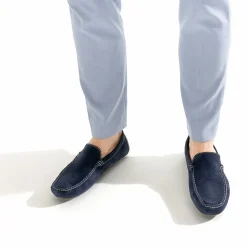 Eram Mocassins^Mocassin bleu en cuir velours MARINE