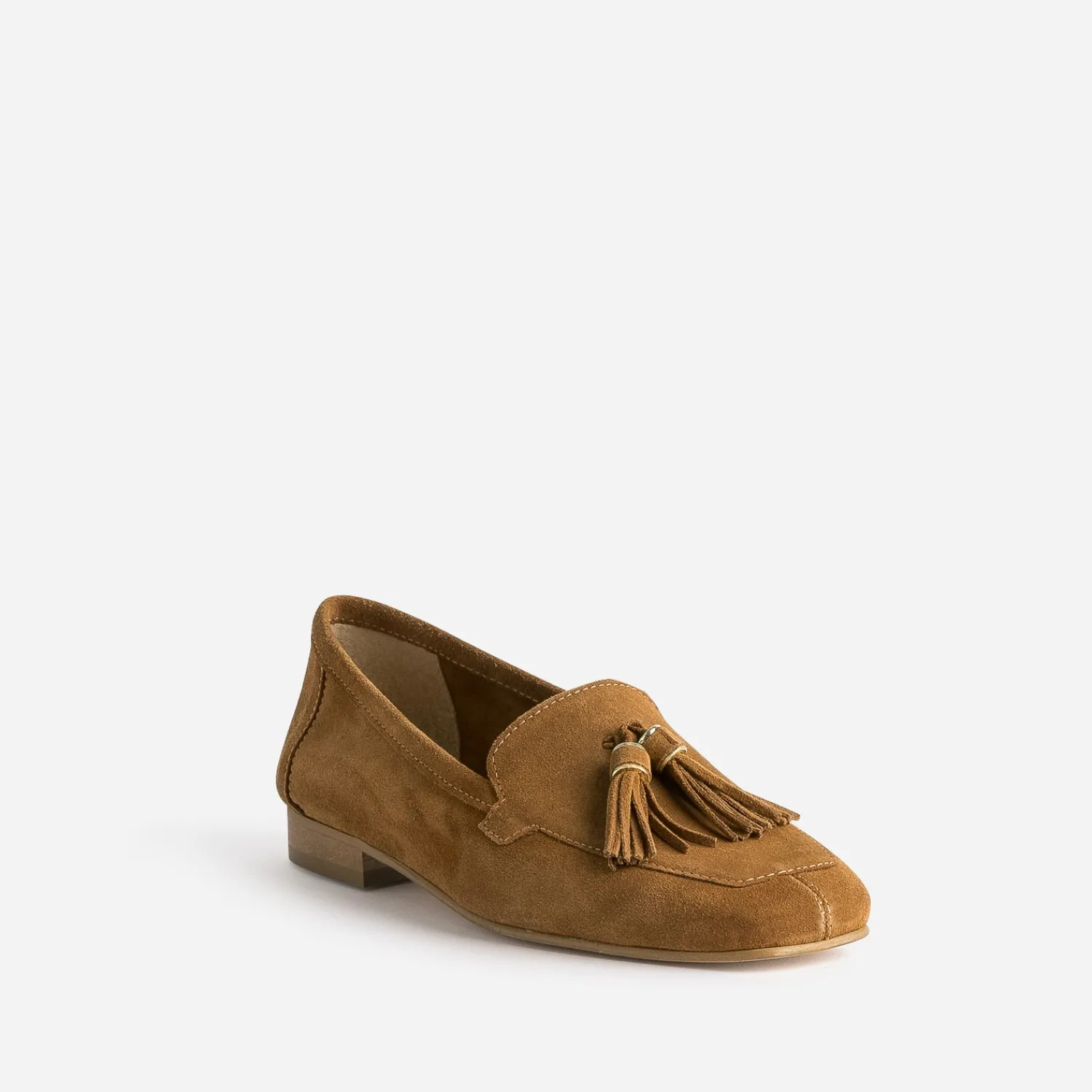 Eram Mocassins/Slippers^Mocassin camel cuir velours à pampilles COGNAC