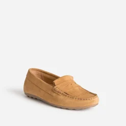 Eram Mocassins/Slippers^Mocassin cuir velours à franges CAMEL