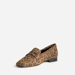 Eram Mocassins/Slippers^Mocassin camel en cuir velours effet léopard IMPRIME