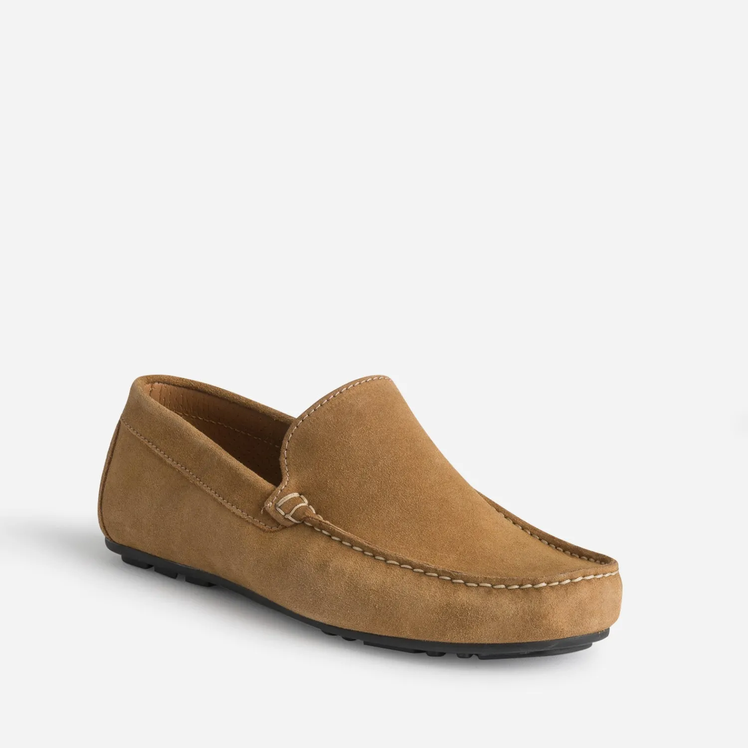 Eram Mocassins^Mocassin camel en cuir velours COGNAC